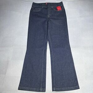NEW Spanx Kick Flare Jeans Womens Medium Raw Indigo‎ Pull On Stretch Denim NWT